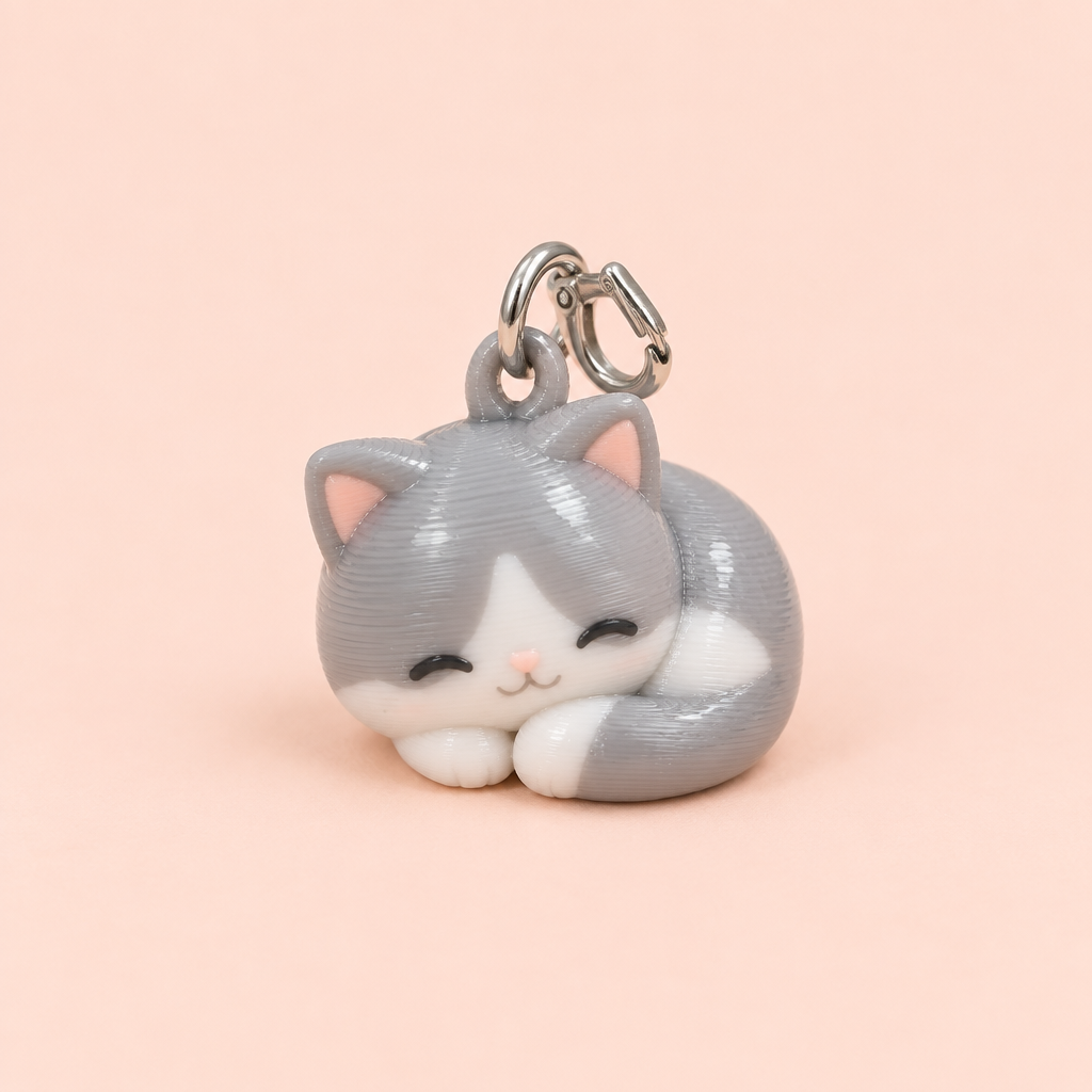 3-D printed Cat Bag Buddy charm