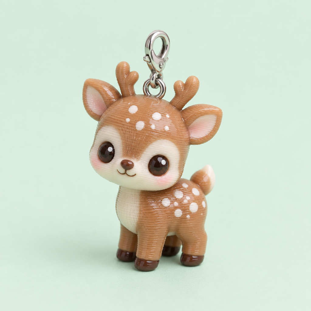 3-D printed Deer Bag Buddy charm