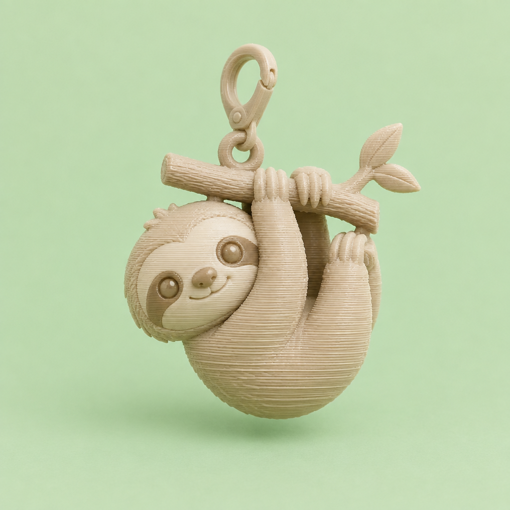 3-D printed Sloth Bag Buddy charm