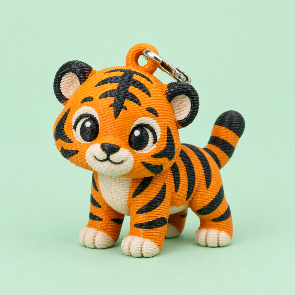 3-D printed Tiger Bag Buddy charm